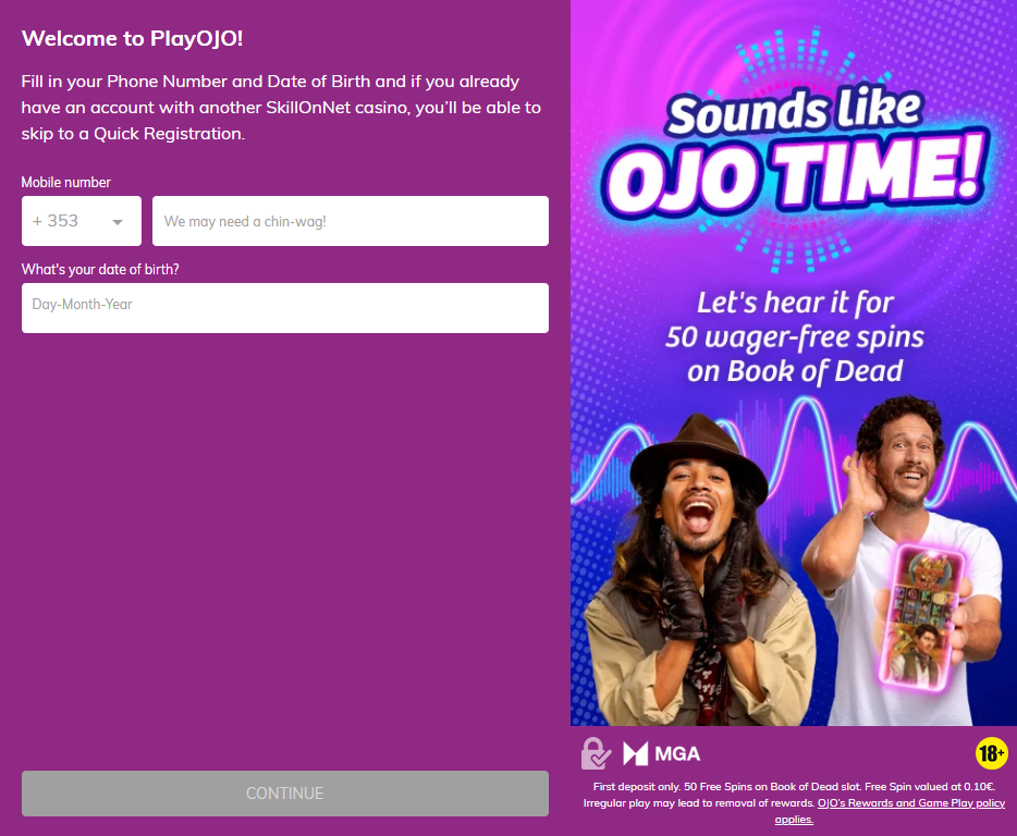 Play Ojo Casino login